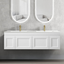 Hampton 1500mm Satin White Wall Hung Double Vanity